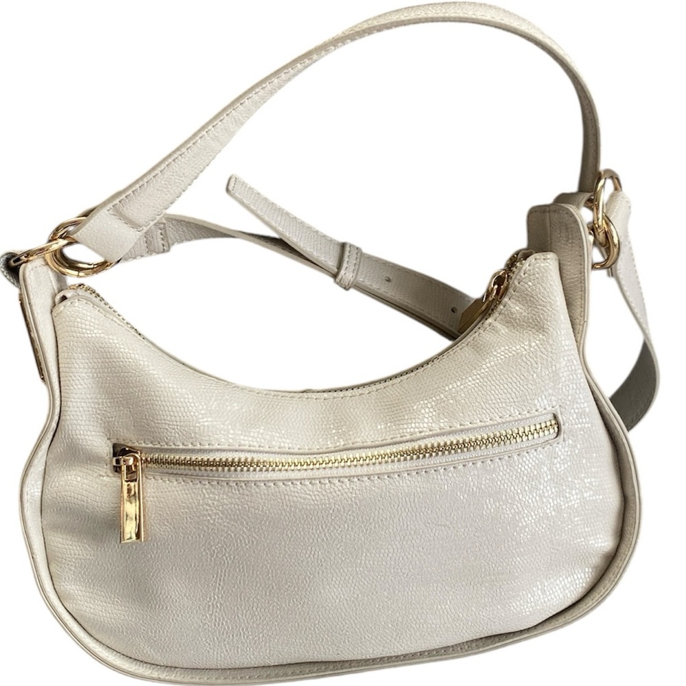 Macy's On 34th Dyanne lizards embossed faux-leather convertible bag off-white